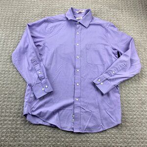 IZOD Twill Shirt Men 15.5 32/33 Purple Slim Fit Button Up Wrinkle Free Polo
